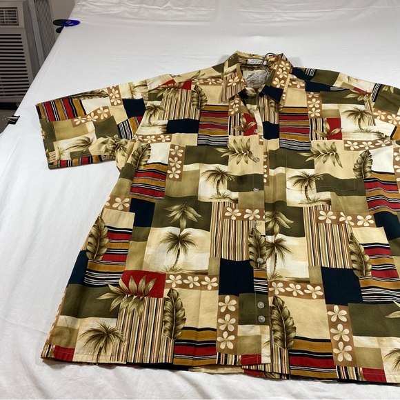 Pierre Cardin Tropical Shirt Button Down Palm trees XXL Short Sleeve Party Shirt - Picture 3 of 10